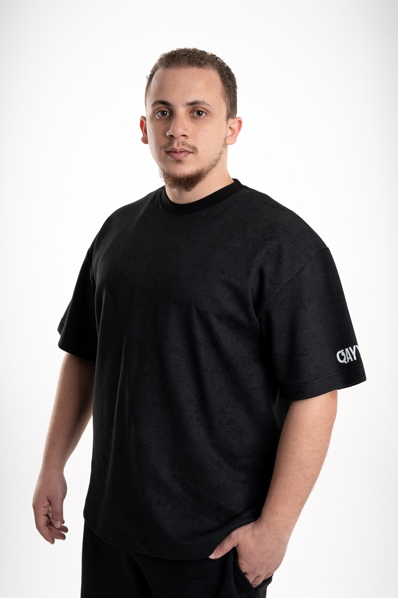 Qayyim Textured Oversized T-Shirt -Black Main image
