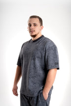Qayyim Textured Oversized T-Shirt -Dark Gery
