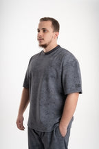 Qayyim Textured Oversized T-Shirt -Dark Gery