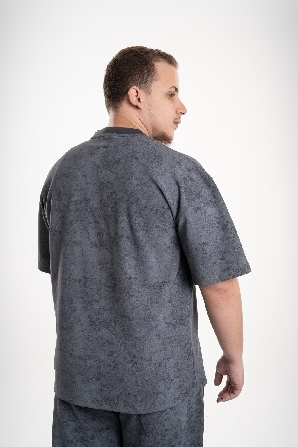 Qayyim Textured Oversized T-Shirt -Dark Gery