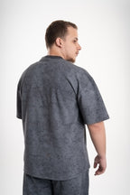 Qayyim Textured Oversized T-Shirt -Dark Gery