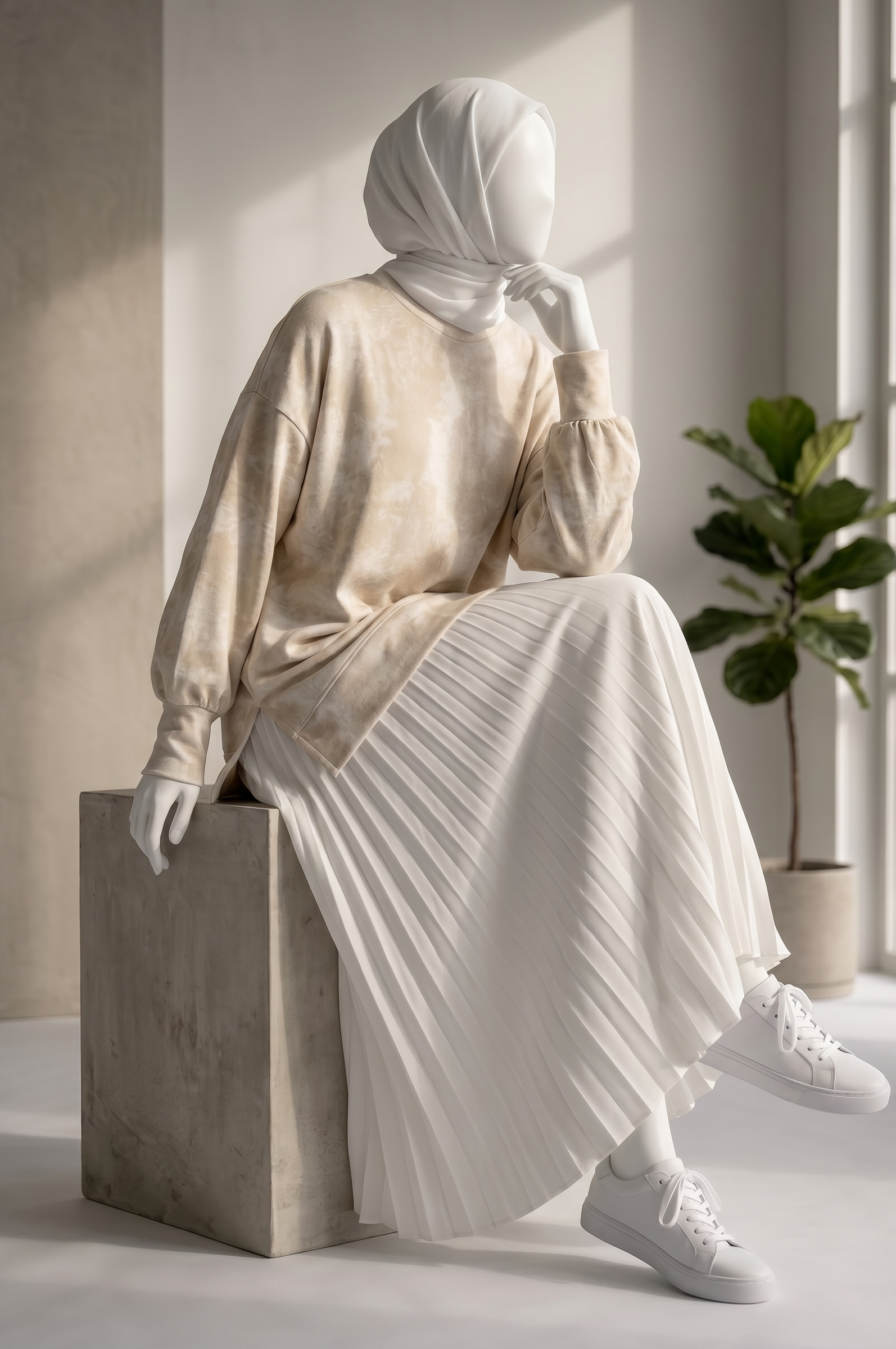 Qayyim Textured Women Shirt -Beige Secondary image
