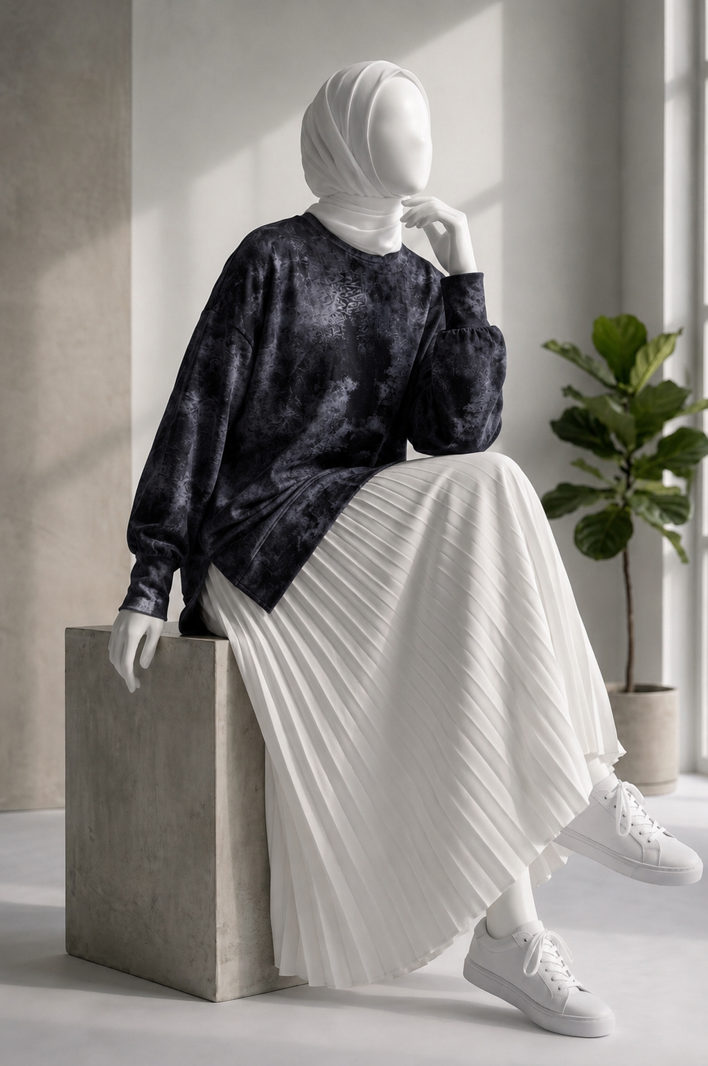 Qayyim Textured Women Shirt -Black Secondary image