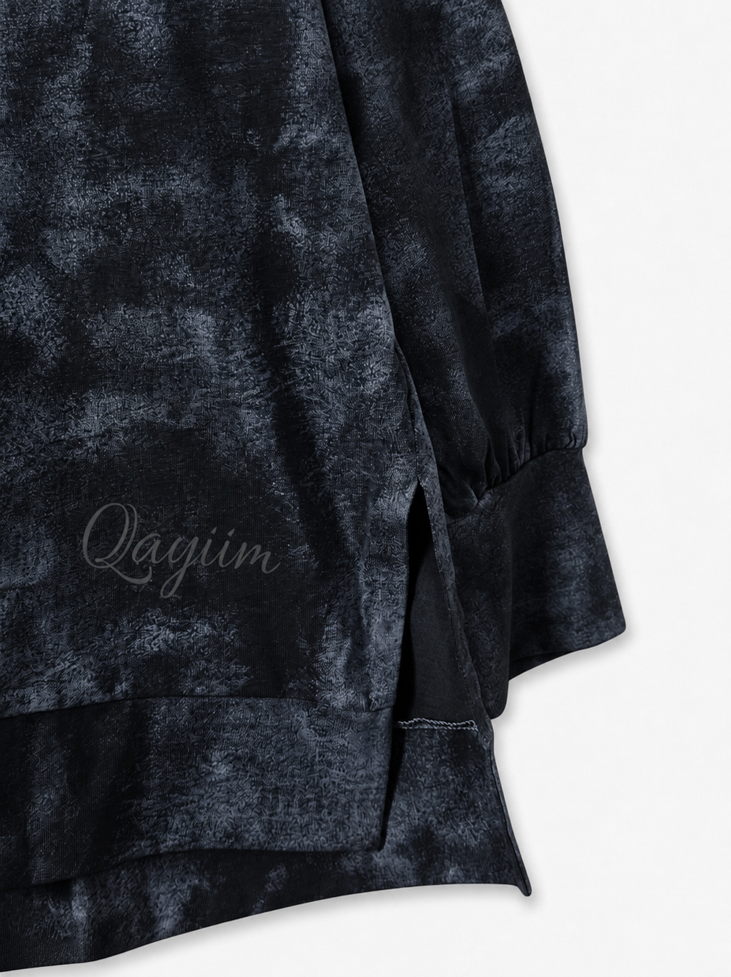 Qayyim Textured Women Shirt -Black